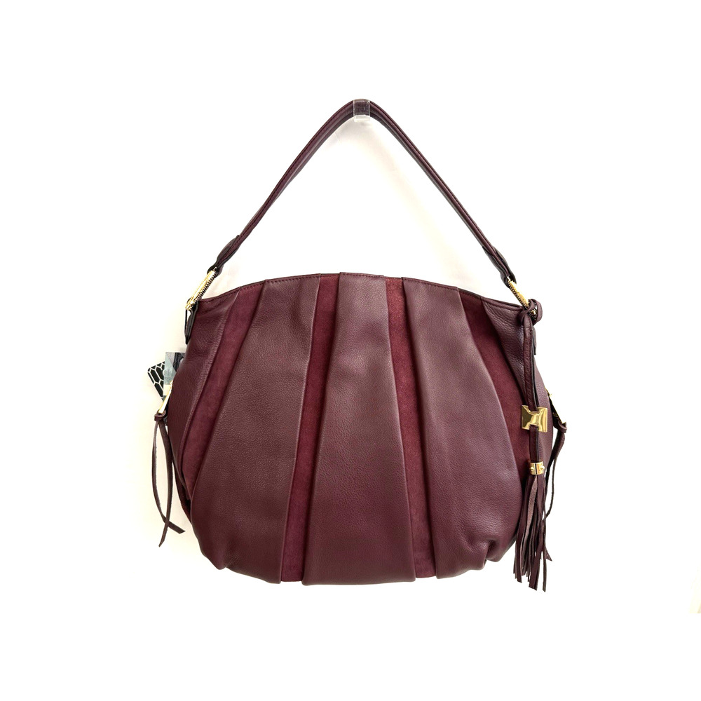 Aimee Kestenberg Hobo Tote Shoulder Bag Burgundy Tuscany Pebbled Leather NEW